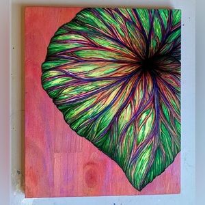Mixed Media Begonia Leaf Drawing/Painting